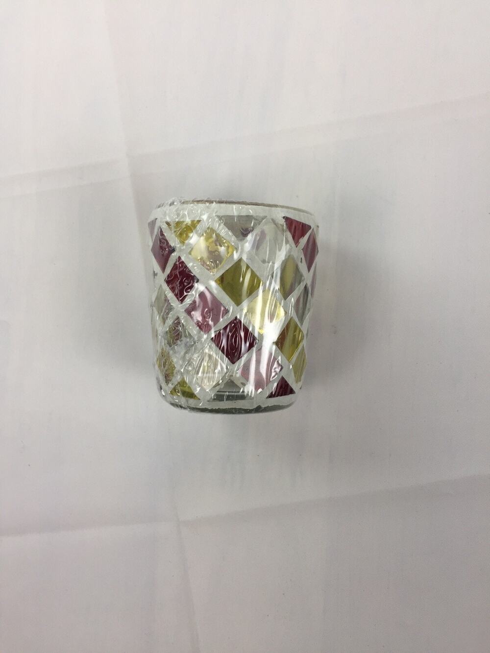 GLASS VOTIVE MOSAICTEA LITE CANDLE HOLDER New 3.5x3